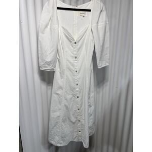 Anthropologie Long-Sleeve Sweetheart Midi Dress in Ivory Size 8